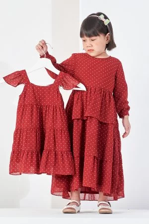 Dress Polka Fiona Baby - Garnet Red