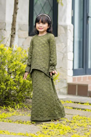 Baju Kurung Affera Kids - Moss Green