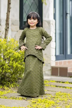 Baju Kurung Affera Kids - Moss Green