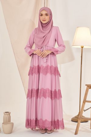 Dress Lace Eliza - Carnation Pink