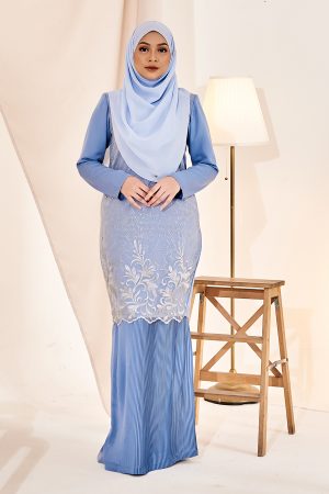 Baju Kurung Lace Pleated Erin - Carolina Blue