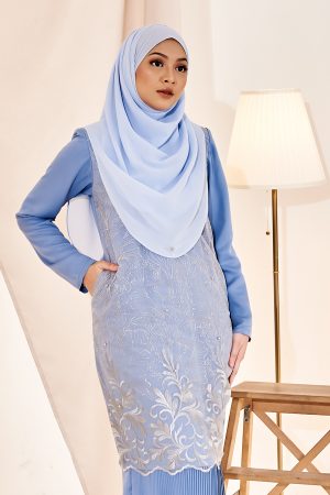 Baju Kurung Lace Pleated Erin - Carolina Blue