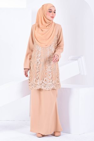 Baju Kurung Lace Dayra - Brown Buff