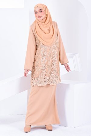 Baju Kurung Lace Dayra - Brown Buff