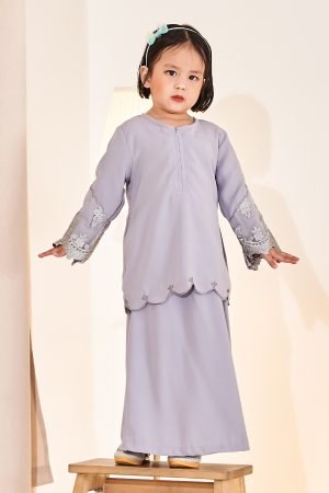 Baju Kurung Sulam Lace Ember Kids - Ice Blue