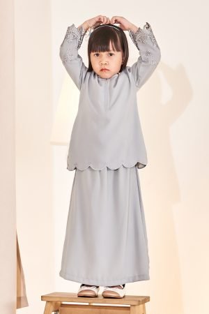 Baju Kurung Sulam Lace Ember Kids - Slate Blue