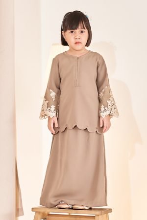 Baju Kurung Sulam Lace Ember Kids - Umber Brown