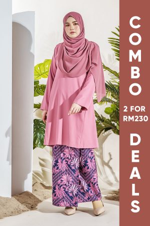 Baju Kurung Pahang Dainani Laluna X MCC - Pinky Blue