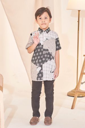 Kurta Short Sleeves Ezre Kids - Pebble Black