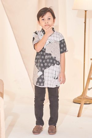 Kurta Short Sleeves Ezre Kids - Pebble Black