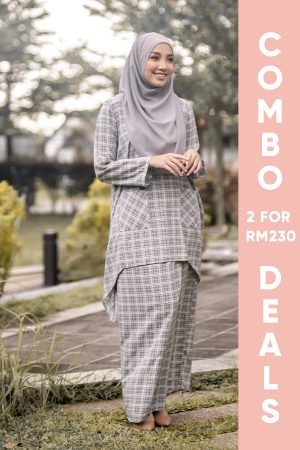 Baju Kurung Darby Laluna X MCC - Pewter Grey