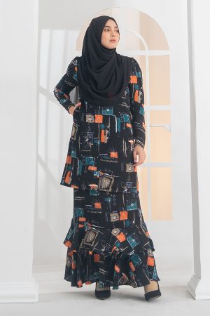 Baju Kurung Moden Puffy Leondra Laluna X MCC – Jet Black