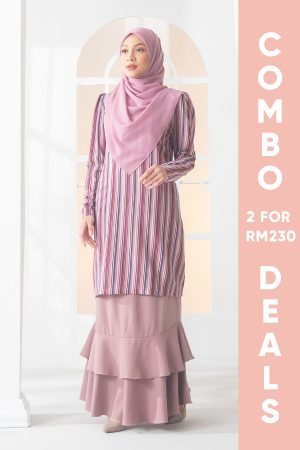 Baju Kurung Moden Puffy Luna Laluna X MCC – Dusty Pink