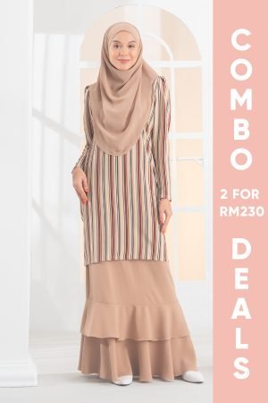 Baju Kurung Moden Puffy Luna Laluna X MCC – Sandy Nude