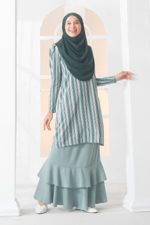 Baju Kurung Moden Puffy Luna Laluna X MCC – Bud Green