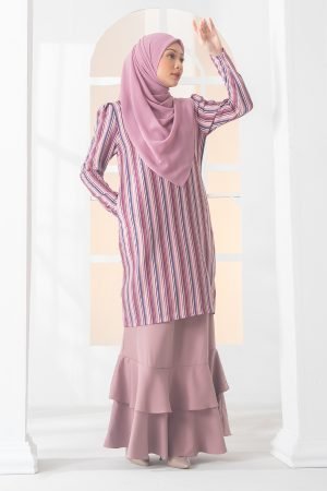 Baju Kurung Moden Puffy Luna Laluna X MCC – Dusty Pink