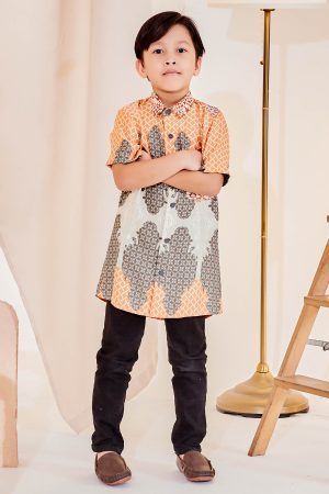 Kurta Short Sleeves Eshal Kids - Cadmium Orange