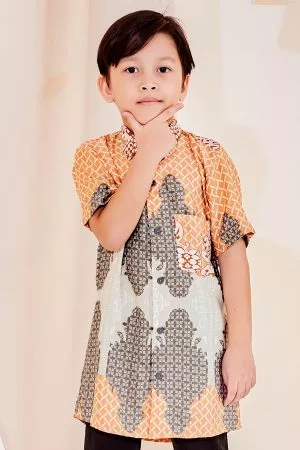 Kurta Short Sleeves Eshal Kids - Cadmium Orange