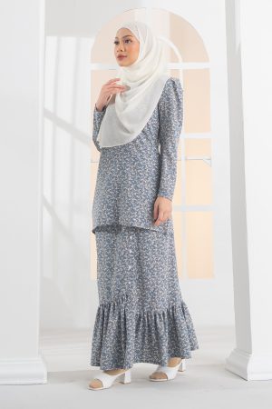 Baju Kurung Linzey Laluna X MCC - Steel Blue