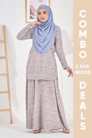 Baju Kurung Leslin Laluna X MCC - Crepe Blue