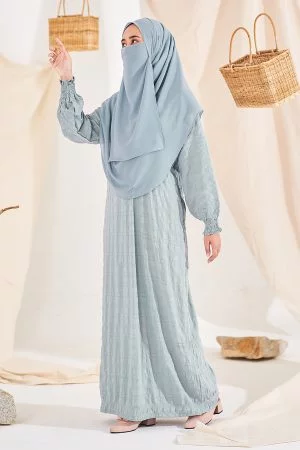 Kaftan Ironless Salina - Crepe Blue