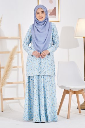 Baju Kurung Leslin Laluna X MCC - Soft Blue