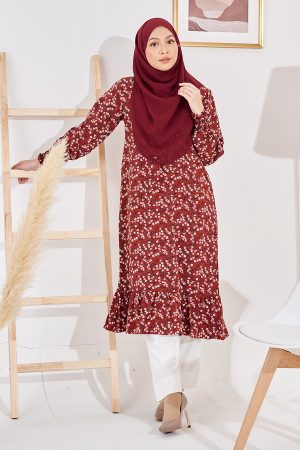 Medi Dress Lashira Laluna X MCC - Brownie Maroon