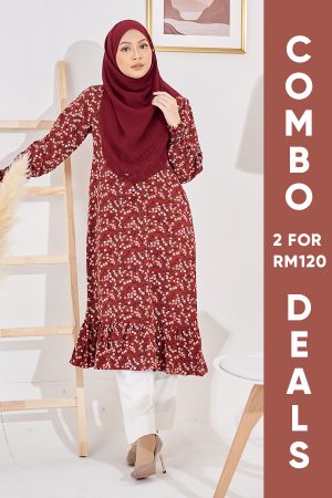 Medi Dress Lashira Laluna X MCC - Brownie Maroon