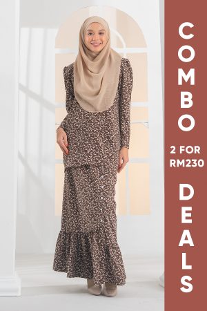 Baju Kurung Linzey Laluna X MCC - Wood Brown