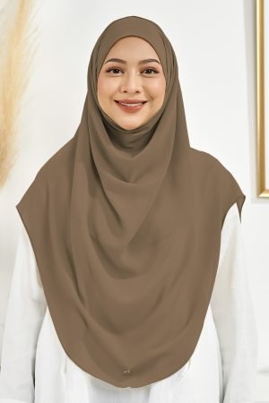 Tudung Sarung Chiffon Instant Vera XL Valily X MCC - Light Coffee