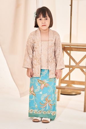 Baju Kebaya Batik Lace Estela Kids - Beige Cream