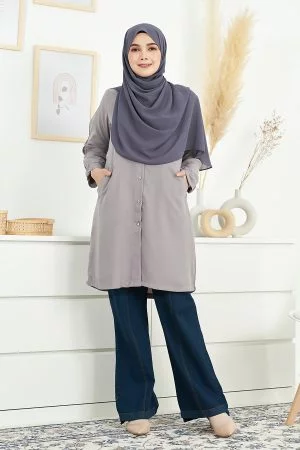 Blouse Button Taela Vaksin - Dark Grey