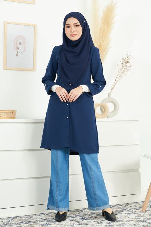 Blouse Button Taela Vaksin - Navy Blue