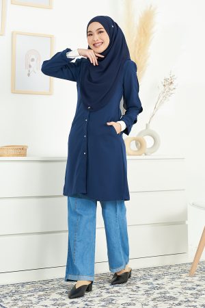 Blouse Button Taela Vaksin - Navy Blue