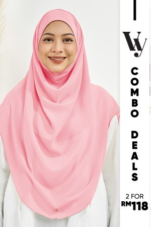 Tudung Sarung Chiffon Instant Vera XL Valily X MCC - Candy Pink