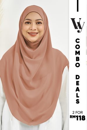 Tudung Sarung Chiffon Instant Vera XL Valily X MCC  - Coral Peach