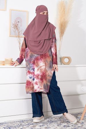 Long Top Tie Dye Taylyn - Maroon Greyish