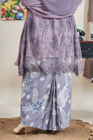 Baju Kebarung Batik Lace Akasia - Mauve Purple