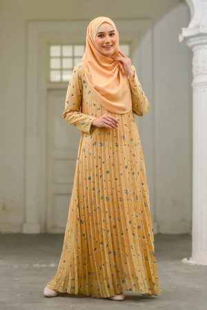 Dress Pleated Naylaa - Mustard