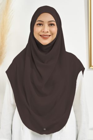 Tudung Sarung Chiffon Instant Vera XL Valily X MCC - Dark Brown