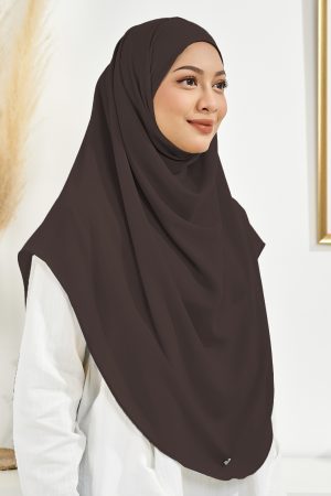 Tudung Sarung Chiffon Instant Vera XL Valily X MCC - Dark Brown