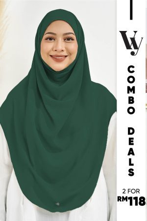 Tudung Sarung Chiffon Instant Vera XL Valily X MCC - Emerald Green