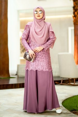 Baju Kurung Lace Rufaidah - Dusty Pink