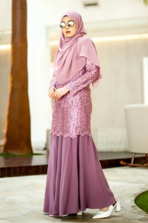 Baju Kurung Lace Rufaidah - Dusty Pink