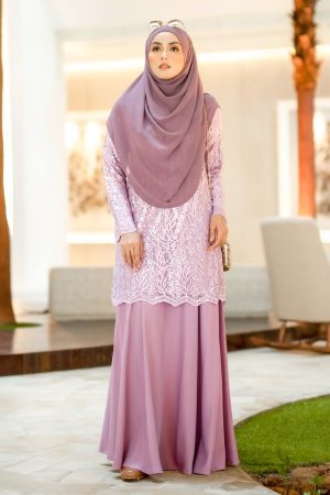 Baju Kurung Lace Rufaidah - Dusty Purple