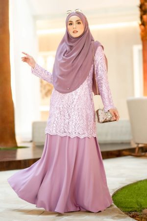 Baju Kurung Lace Rufaidah - Dusty Purple