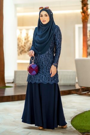 Baju Kurung Lace Rufaidah - Navy Blue