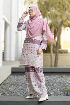 Baju Kurung Pahang Rayla - Rosy Pink