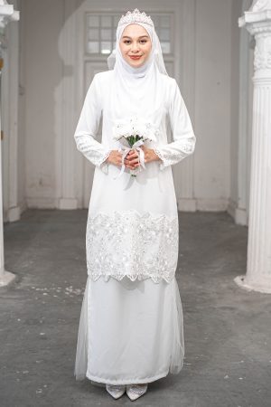 Baju Kurung Moden Lace Nia - Off White