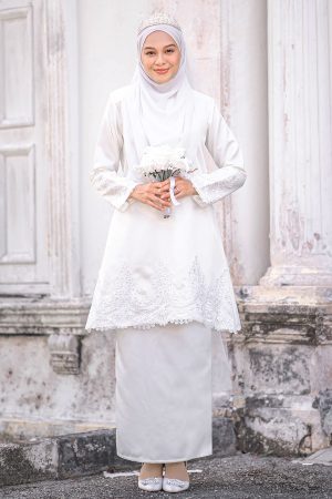Baju Kurung Riau Lace Netita - Off White Irdia